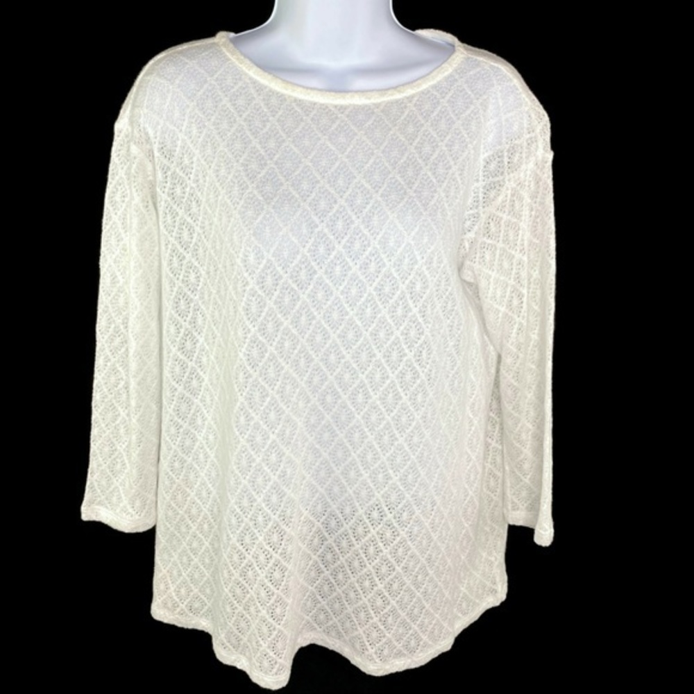 J.Jill Cream Cotton Sheer Top Breakaway Back Small